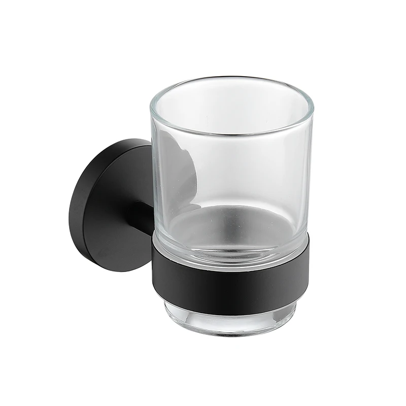 Black Toothbrusher Holder Glass Cup Elegant Hotel Home Bathroom Accessories