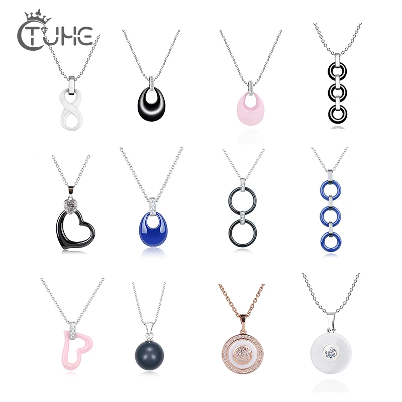 

Fashion Ceramic Pendant Necklace Women Statement Collares Water Drop Heart Round Ball Good Friends Friendship Jewelry New Year