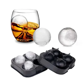 

4 Holes Whiskey Ice Cube Mold Silicone Ball Ice Cube Maker Big Ice Ball Mould Ice Cube Tray Bar Accessiories Kitchen Tools
