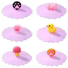 Мультяшная силиконовая крышка для чашки прозрачная вишневая термостойкая многоразовая крышка