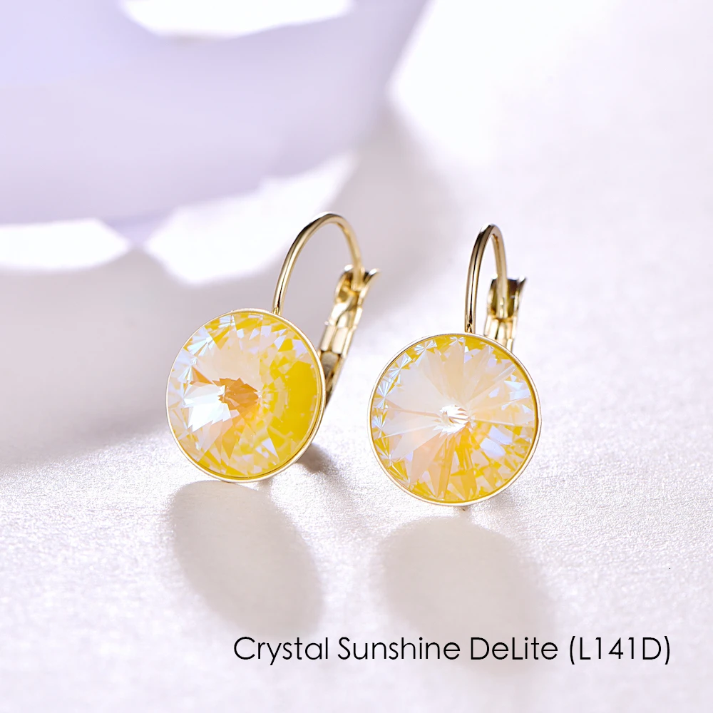 Висячие серьги с кристаллами Swarovski, новые модные висячие серьги, круглые серьги для женщин, элегантные вечерние ювелирные изделия на свадьбу, подарок - Окраска металла: Crystal 141D