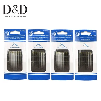 

12/24Pcs Self Threading Needles Household Sewing Accessories DIY Tools Double Hole Easy to Thread Handmade Needle