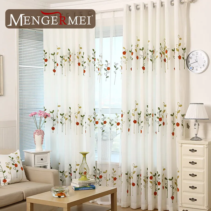 MENGERMEI занавеска в виде божьей коровки с вышитыми листьями затемненная для