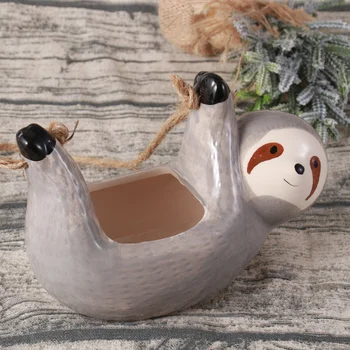 

Sloth Shape Flower Pot Hanging Succulent Plant Pot Container Unique Home Decoration Ornament for Living Room Office (Grey)
