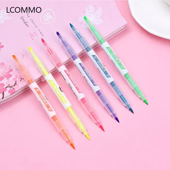 

3/6color Double-headed Highlighter Set Student Base for Markers Pen Fantasy Color Painting Pen School Drawing Office Supplies