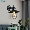 Vintage Wall Lamp Iron Cage Glass Lampshade Black Bra/Living Room/Coffee Shop Indoor Lighting  E27 LED Wall Lights ► Photo 2/6