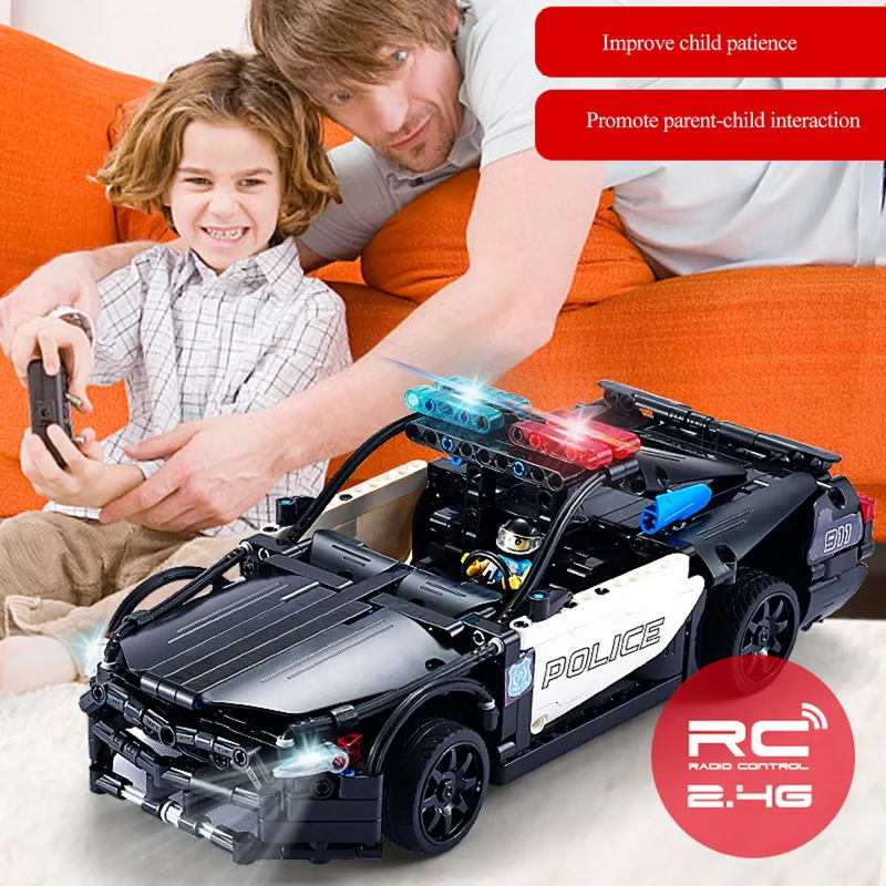 

CYSINCOS Electric Unassembled RC Car Toy For Boy Police Sports Vehicle Mini Diecast Model Cars Toys For Childrene Ducations Toys