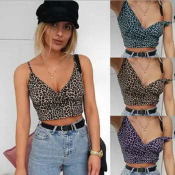 

Sexy Womens Tank Tops Leopard Print Vest Backless Blouse Camisole Crop T-shirt Bikini Cover Up