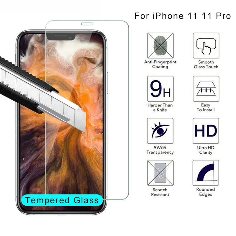 2 шт. закаленное стекло для iPhone 11 11 Pro пленка защитное стекло 9H HD экран протектор для iPhone 7 8 Plus 6 6S X XR XS Max 5 4