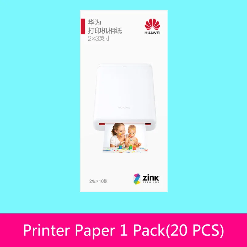 AR принтер 300 точек/дюйм huawei Zink портативный фотопринтер Honor Карманный принтер Bluetooth 4,1 Поддержка DIY поделиться 500 мАч - Цвет: Paper 20 PCS Only