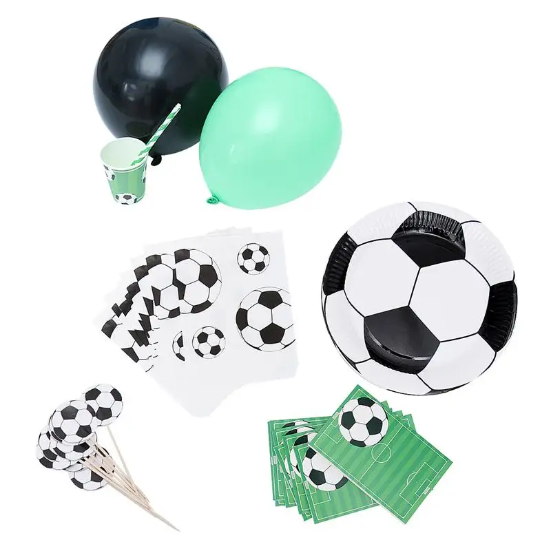  57pcs Disposable Tableware Cups Straw Invitation Card Gift Bag Football Theme Tableware - 4.00006E+12