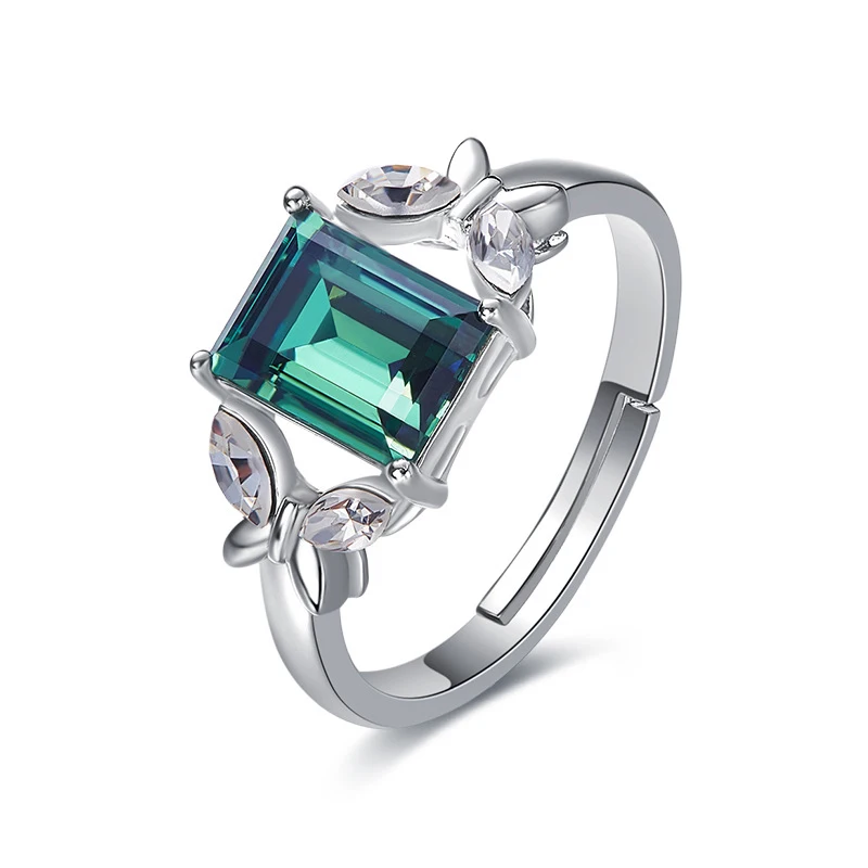 Warme Farben Кристалл от Swarovski индивидуальный зеленый камень кристалл бабочка кольца для вечерние Anillos Mujer регулируемый размер кольцо