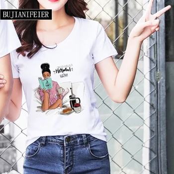 

NEW Women's T Shirts white Top Short Sleeve T-Shirt vogue Harajuku Cartoon girl Cotton Thermal Transfer Printed T-Shirt BJN506