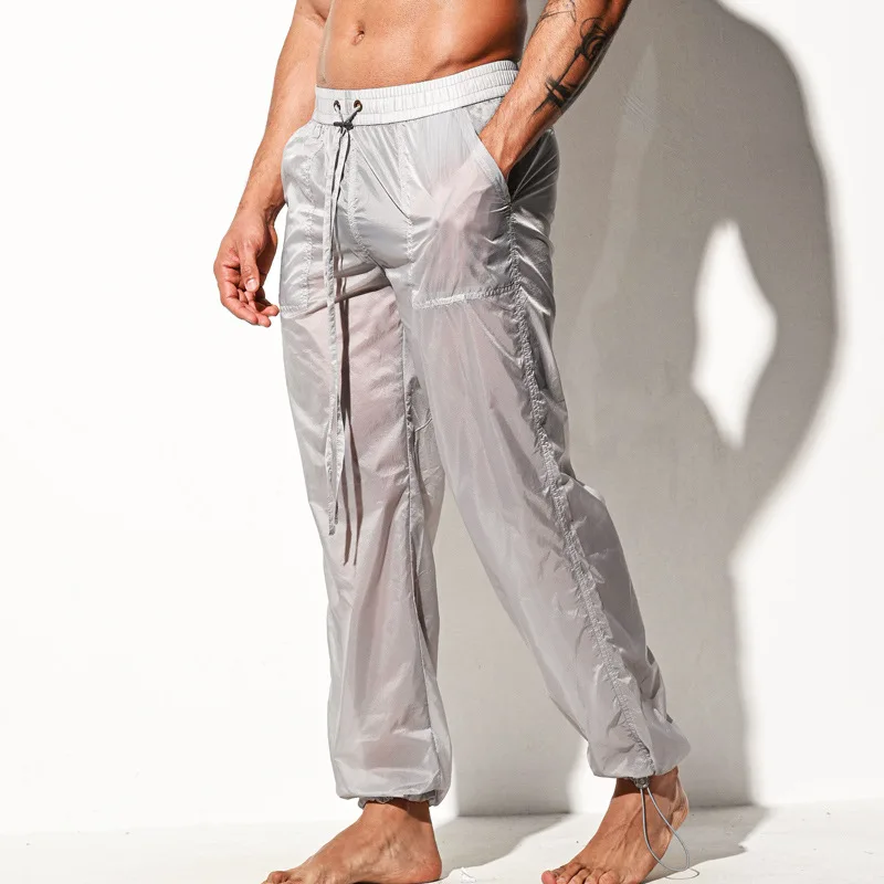 Super Thin Soft Rashguard Men Rash Guard Surf Pants Half Transparent Sun Proof Sail Sport Beach Wear Casual Travel Trousers