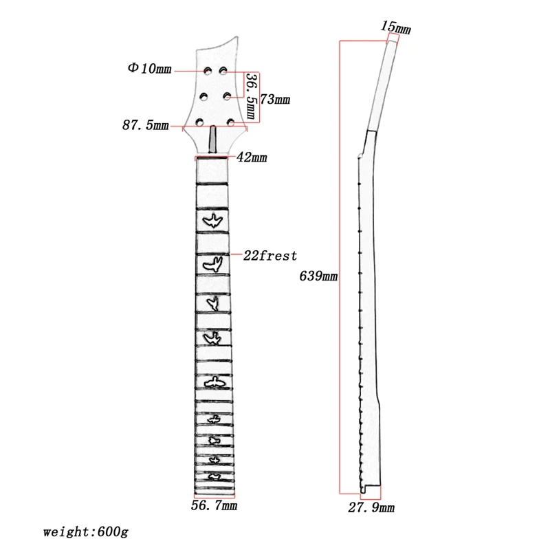 1 шт. гитарный гриф из цельного дерева кленовый 22 лада 24,75 дюймов ферменный стержень для электрогитары