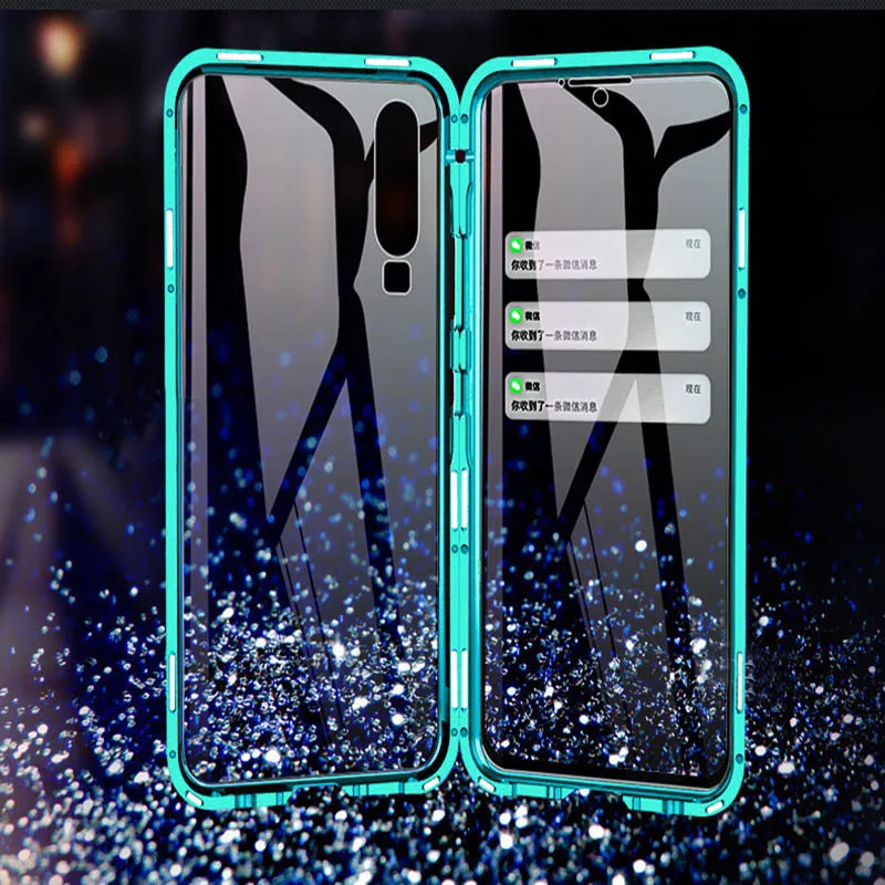 Front And Back Glass Metal Magneticl Case For Huawei P30 P20 Pro Lite Mate 20 360° protection metal magnetic Cover |