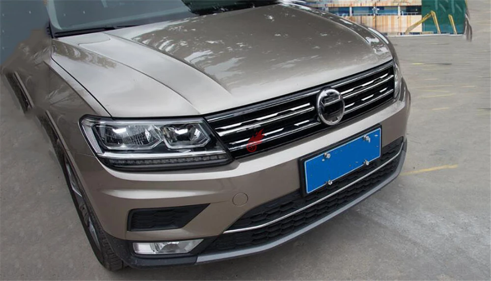 Автомобильная Передняя розетка полоски решетки для губ отделка Volkswagen Tiguan MK2 2017 2018