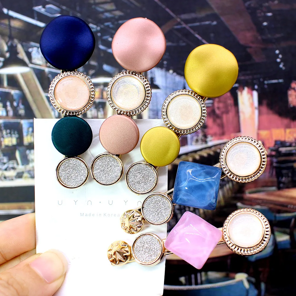

2019 Fashion Hair Clips For Women Fashion Sweet Girl Simple Korean Style Hairpin Alloy BB Handmade INS Headband Hair Accessories