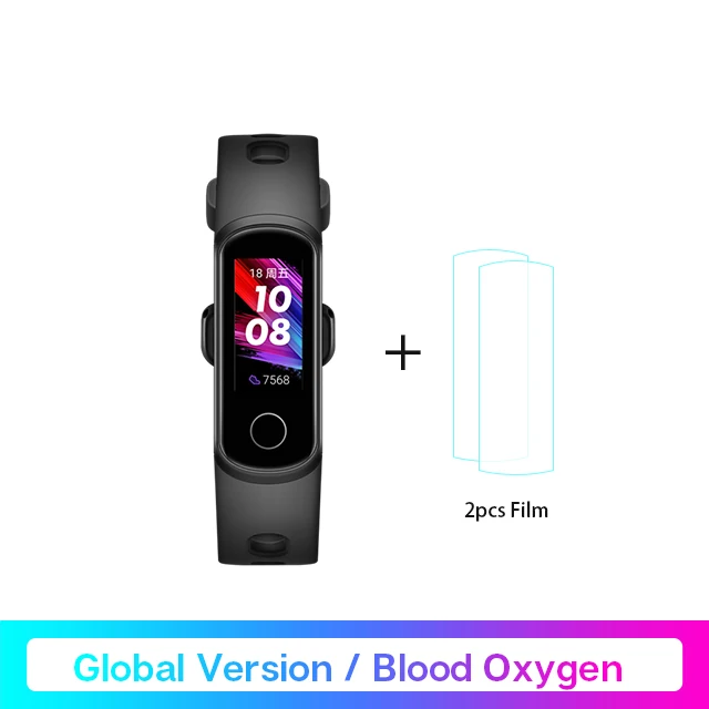 Huawei Honor band 5i смарт-браслет измеритель уровня кислорода в крови трекер сердечного ритма трекер сна контроль музыки напоминание о звонках зарядка через usb - Цвет: Black Add Film