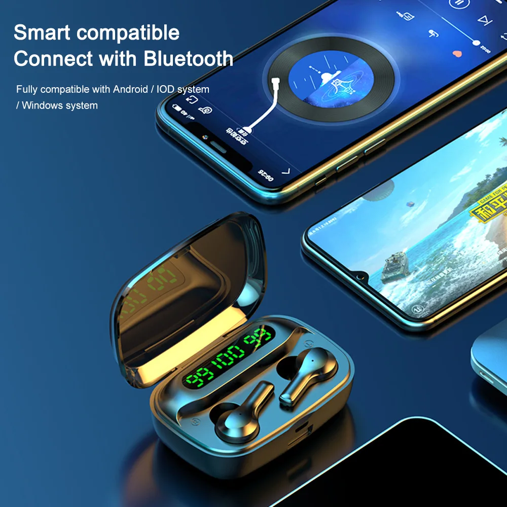 True Bluetooth Wireless TWS Earphones Handsfree Sports Headset with Charging Box For Mobile Phone Bluetooth Earbuds