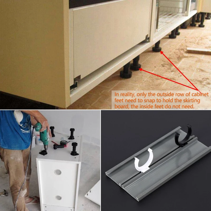 Height Adjustable Plastic Cupboard Leg Feet For Kitchen Or