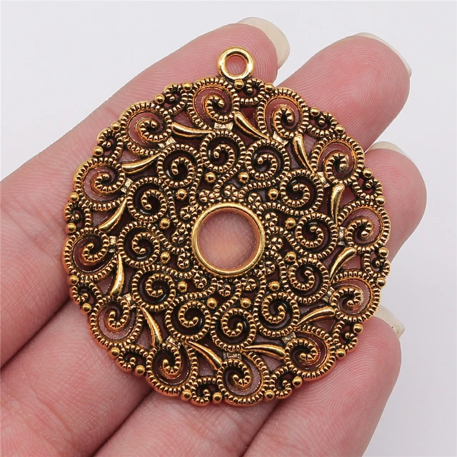 2pcs Round Filigree Jewelry Making Supplies