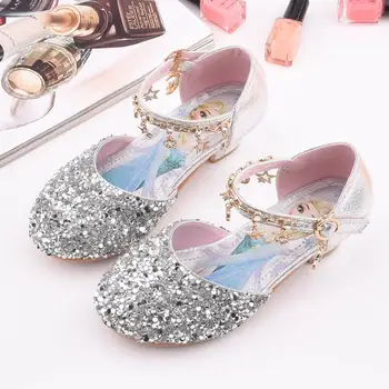 

Princess Kids Leather Shoes For Girls Casual Glitter Diamond PU Children Shoes Party Dress School Performance Sneakers