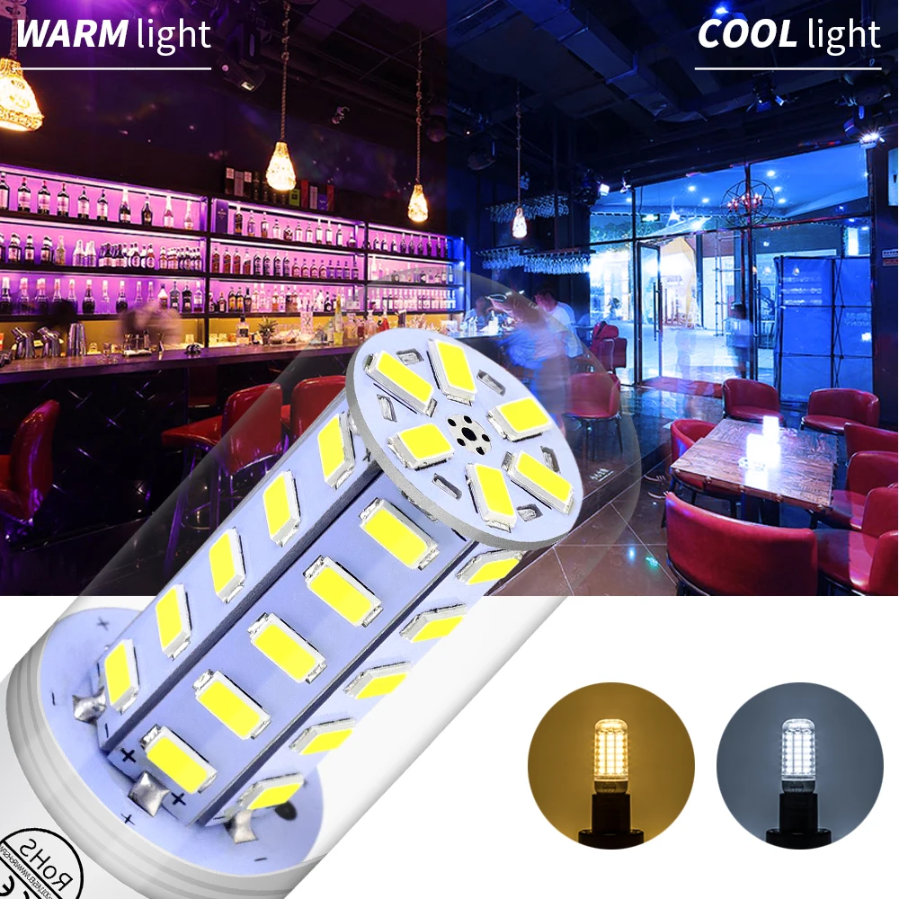 

E27 LED Lamp 220V SMD5730 Bombilla LED Lampara Habitacion 24 36 48 56 69 72 Warm White Home Lighting Lamparas LED Decorativas
