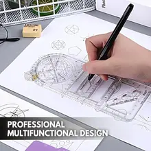 Règle géométrique multifonctionnelle pour dessin, modèle de mesure, en plastique, fournitures scolaires et de bureau, offre spéciale