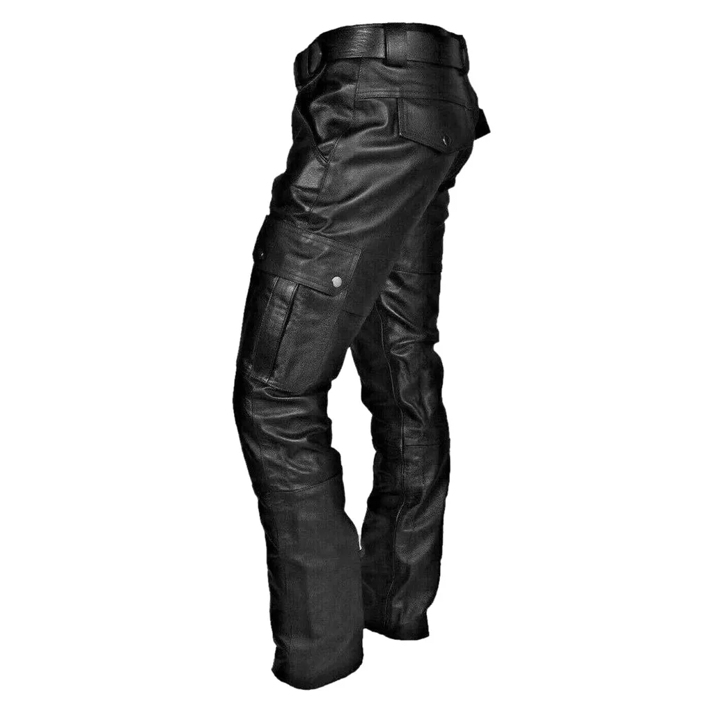 Мужские кожаные брюки в стиле ретро, весенние и летние модные мужские облегающие брюки из искусственной кожи, эластичные мужские мотоциклетные брюки для улицы#35