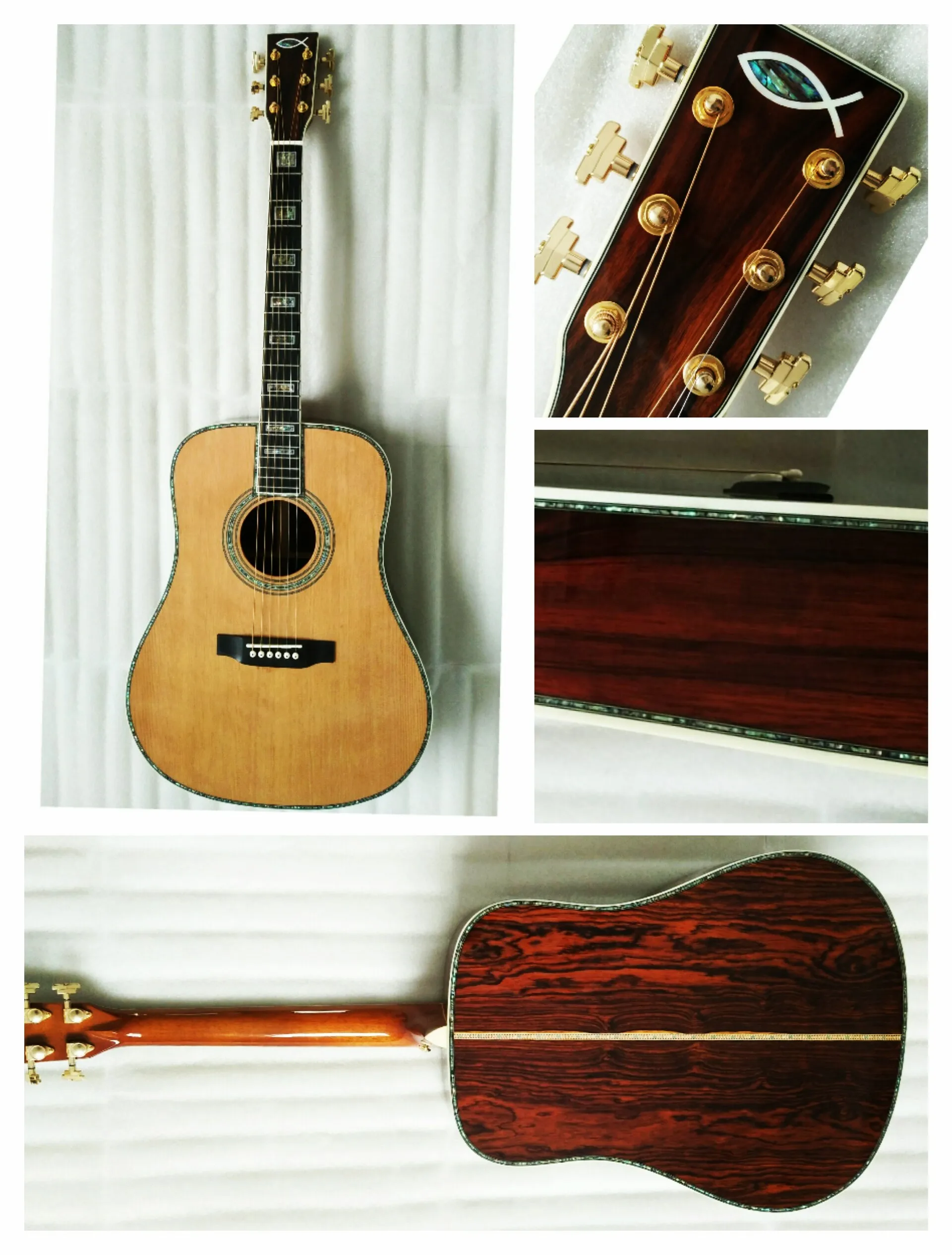 

free shipping AAAA all solid custom cocobolo wood dreadnought body D style acoustic electric guitar