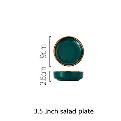 B.3.5 Inch plate Зеленая керамическая золотая инкрустационная тарелка для стейка, тарелка для еды в скандинавском стиле, посуда, миска для десерта, блюдо, обеденное блюдо, набор посуды - Цвет: B.3.5 Inch plate