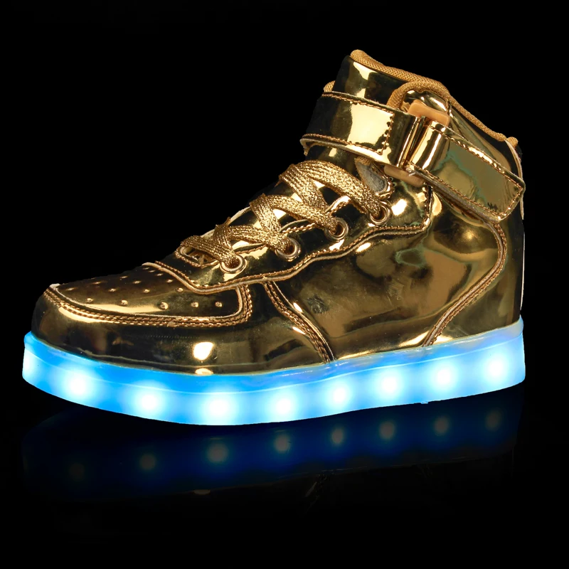 10 детская светодиодная USB зарядка, светящиеся кроссовки, детская модная светящаяся обувь на липучке для девочек и мальчиков, мужская и женская обувь для катания на коньках 25-46