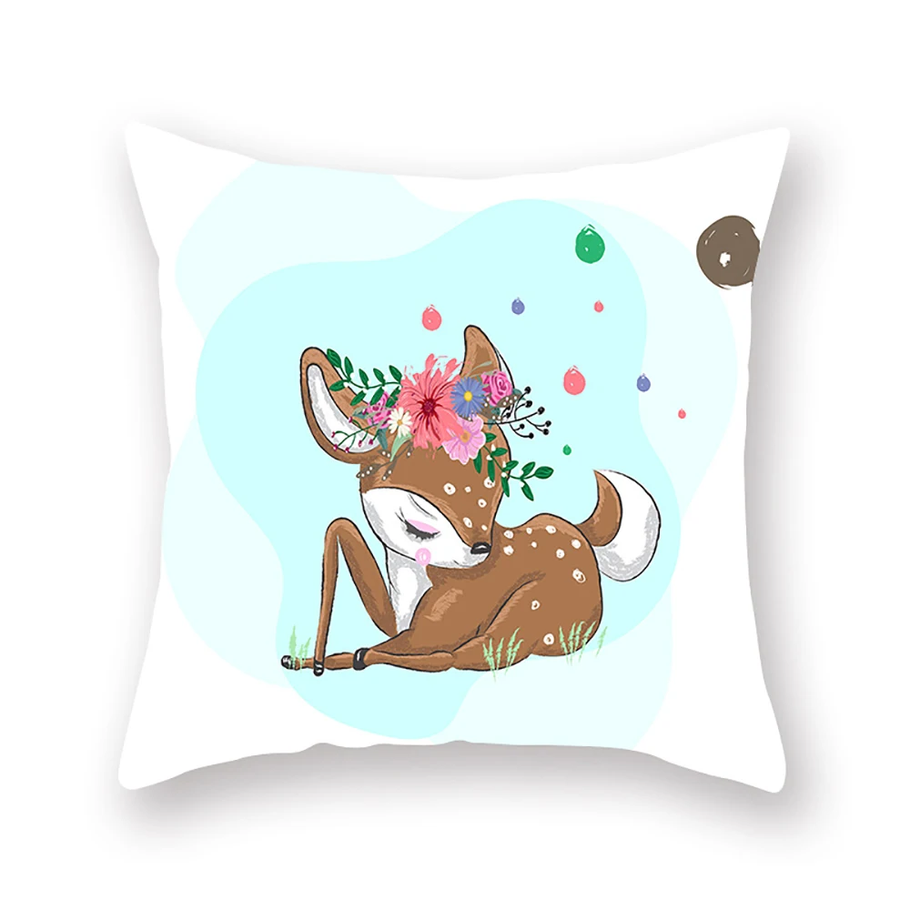 Lychee Elk Printed Cushion Cover Polyester Decorative Cushion Case Home Sofa Throw Pillowcase - Color: 8