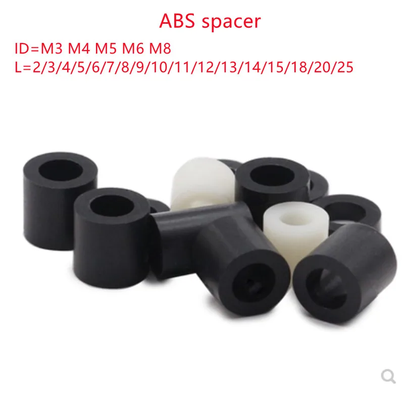 M3 Black ABS Nylon Round Non-Thread Column Standoff Spacer Washer for PCB Board 