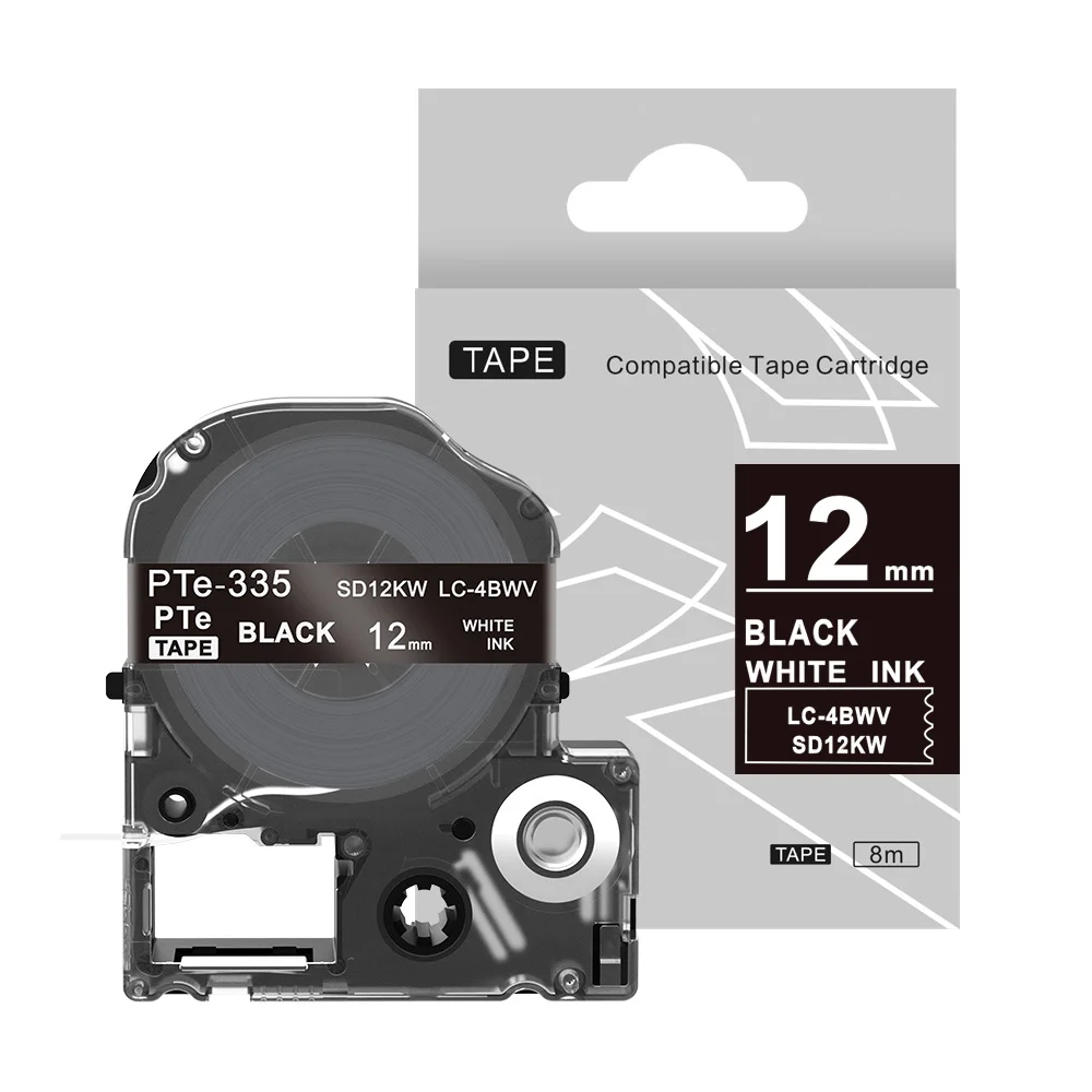1 шт. SS12KW 12 мм черный на белом Labelworks Tepra лента для маркировки kingjim LC лента для Tepra Pro SR150 lw 400 lw 700 - Цвет: White On  Black