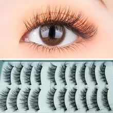 

10Pairs Natural False Eyelashes Dramatic 3D Mink Lashes HandMade Fake Eyelash Extension Reusable Makeup Tool