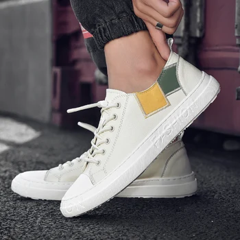

Sneakers Spring Autumn shoes Lightweight Genuine Leather Men's Flats Leisure Trend Korean Version Solid Men Casual Shoes