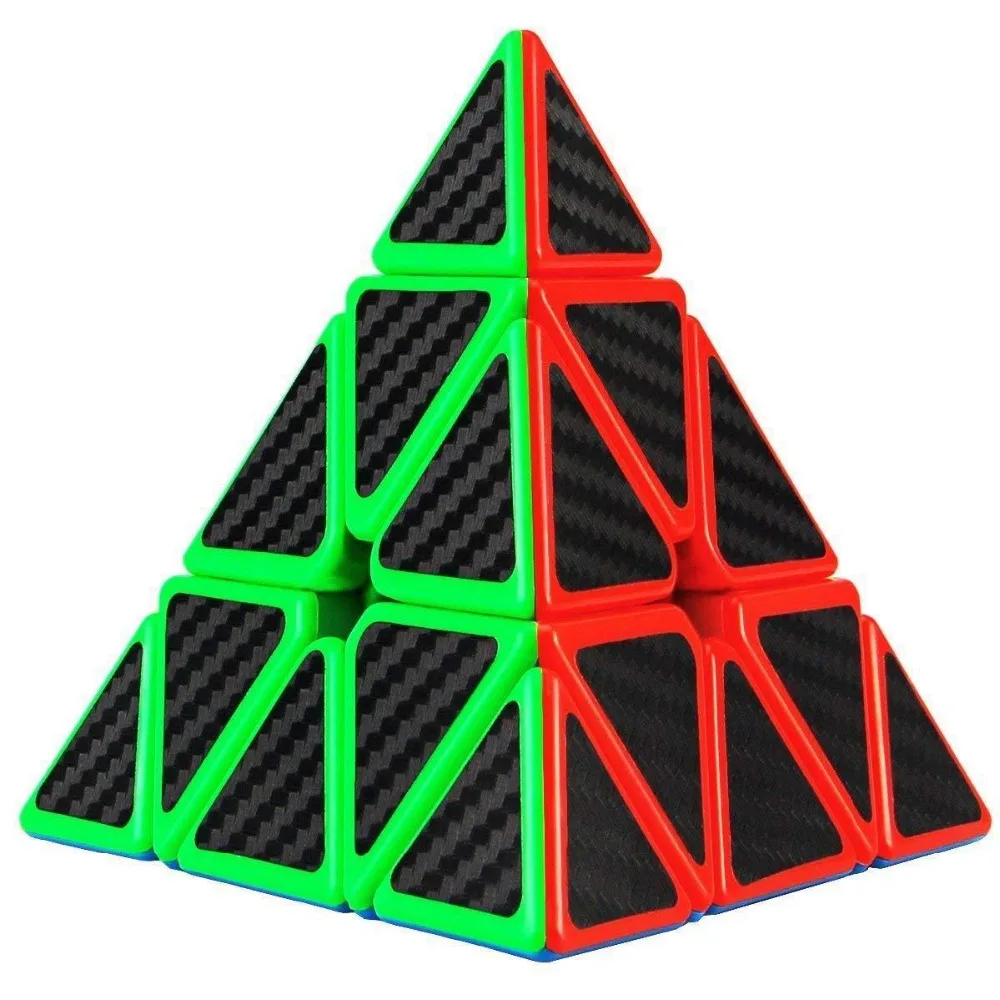 3x3x3 Пирамида скоростной куб наклейка из углеродного волокна треугольник магический куб скручивающаяся головоломка необычная кубическая головоломка Tetrahedron 3x3