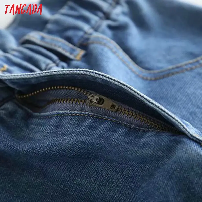Женские синие повседневные джинсы Tangada длинные брюки с карманами на талии и