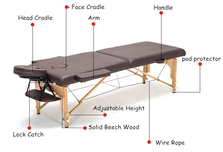  13% C60cm width Professional Spa Massage Tables Foldable with Bag& Pillow&armrest Salon Furniture W