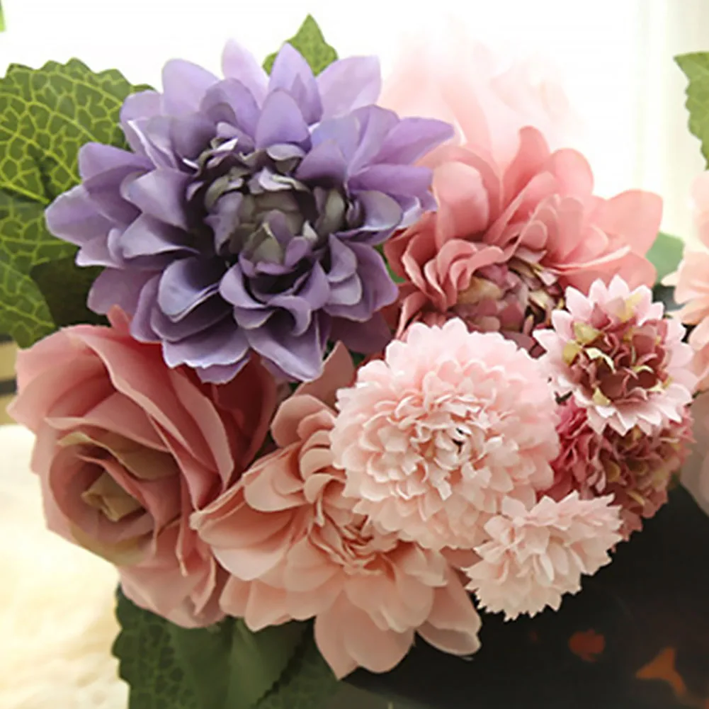 1 Bouquet Artificial Rose Silk Flower DIY Garden Party Home Wedding Holiday Decor