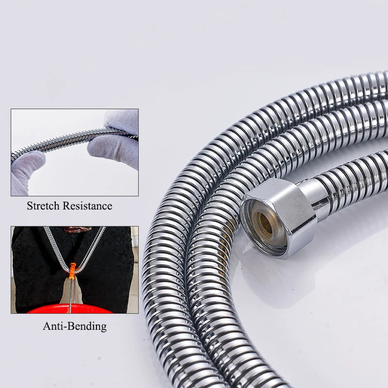 Stainless Steel Shower Hose Flexible Water Pipe 1.5m/2m Rainfall Shower Hose Chrome Plating Pipe Bathroom Accessories