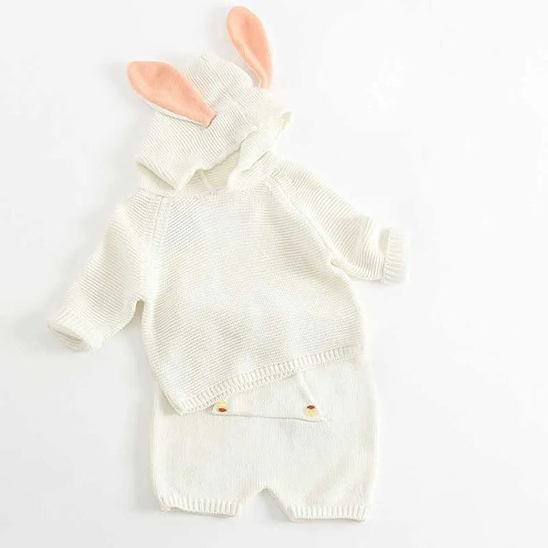 B83S03 White Новинка года; сезон осень; комплекты одежды для малышей детский вязаный свитер для мальчиков и девочек кардиган+ шорты; костюм брендовый хлопковый комплект одежды для малышей - Цвет: B83S03 White