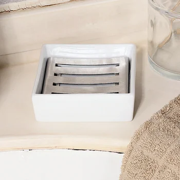 

2pcs Soap Holder Square Ceramic Soap Holder Soap Dish Soap Box Soap Container Soap Tray for Toilet Home