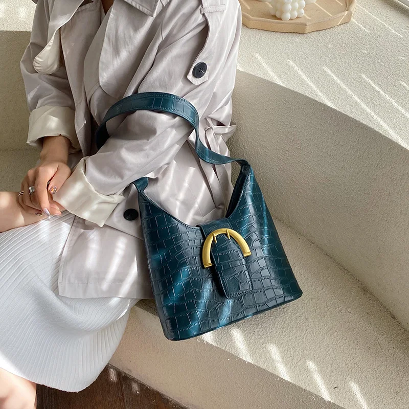 

Vintage Stone Pattern Women Shouder Bags Designer Baguette Handbags Luxury Pu Leather Lady Messenger Bag Female Small Purse 2019