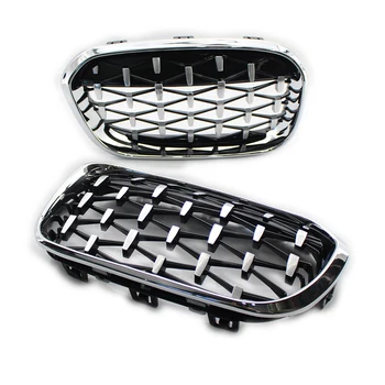 

2Pcs/Set Car Front Grille Diamond Grills Meteor Style For BMW F20 F21 1 Series 2015-2018 Car Styling Accessories Chrome Silver