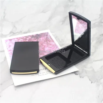 

12g/ml Empty Powder Compact Square Plastic Black Makeup Packaging Cosmetic Blusher Powder Case Eyeshadow with Mirror