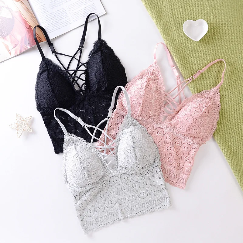 

Sexy Lace Camisoles Female Crop Top Bralette Women Lace Underwear Tube Top Female Tanks Top