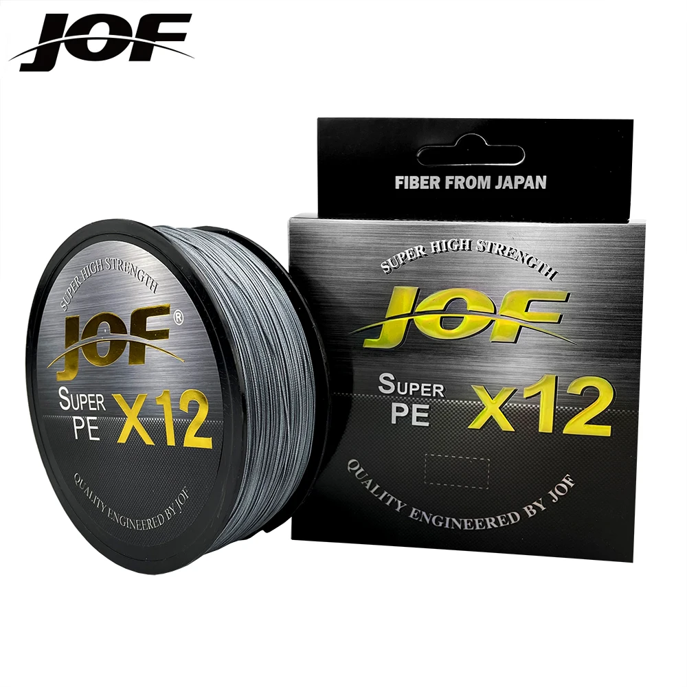 JOF 12 Strands Braid PE Fishing Line 300M 500M 100M Strong Abrasion Resistance Multifilament Fishing Line 4
